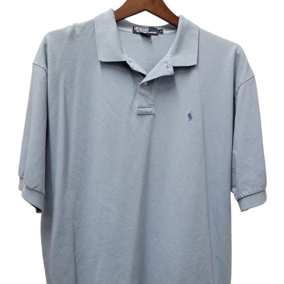 Polo Ralph Lauren Men 100% Cotton Blue Polo Shirt Size Large Excellent Condition - Picture 3 of 5
